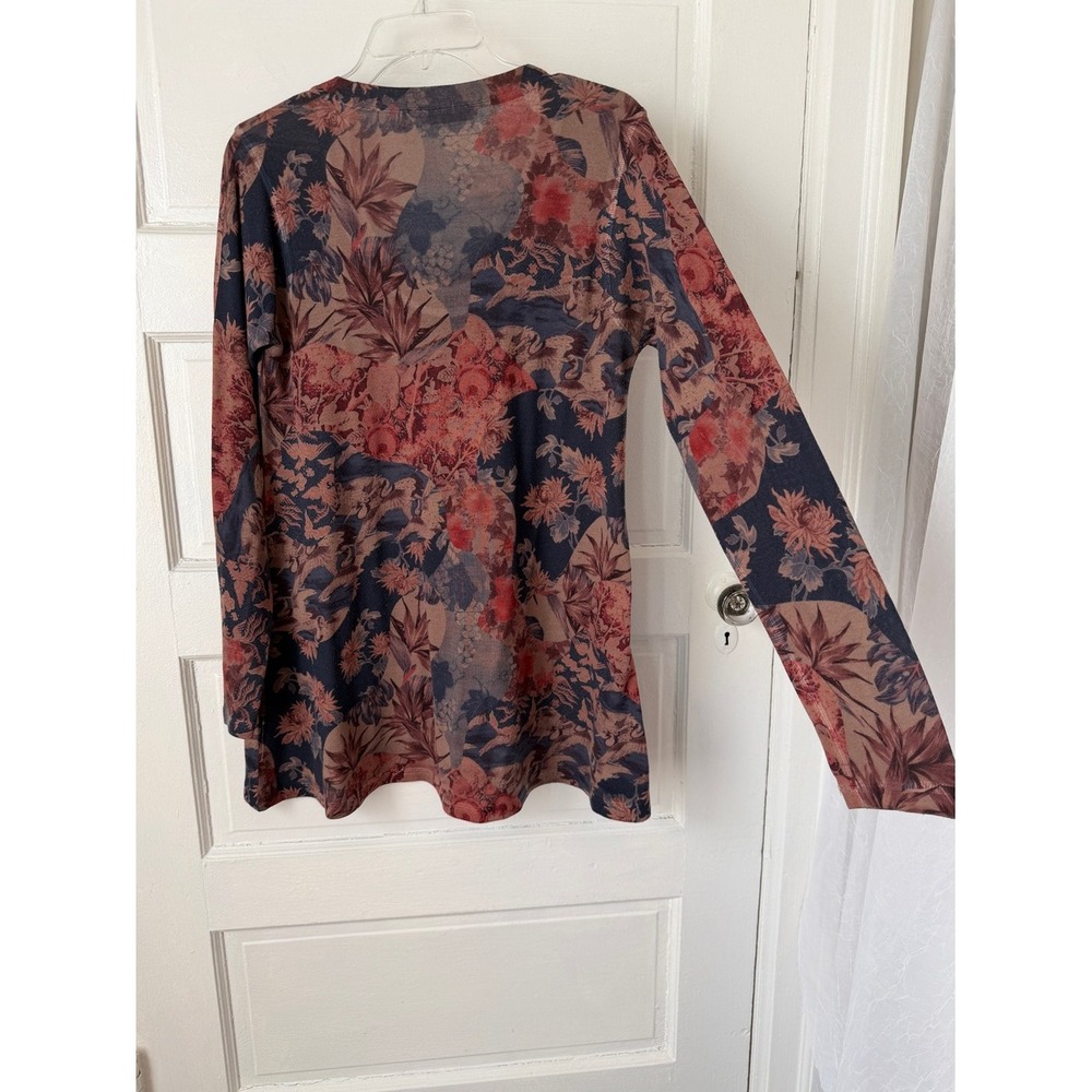 Soft Surroundings Watercolor Floral Scoop Neck Long Sleeve Tunic Top USA Made S - Picture 6 of 11